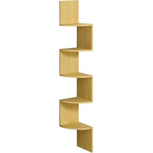 VASAGLE CUSTOS Collezione - Libreria Angolare, Mensola Angolare da Muro, Scaffale da Parete a 5 Ripiani, in Camera da Letto Soggiorno Bagno Studio, Porta Piante, Rovere Naturale LBC072Y70