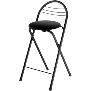 Soayone Sgabello Bar Pieghevole con Schienale, 61 cm Sgabello Alto Cucina con Seduta Imbottita in Velluto Nero, Struttura in Metallo, Sedia Bar Salvaspazio per Cucina, Bancone e Isola, 1 Pezzo