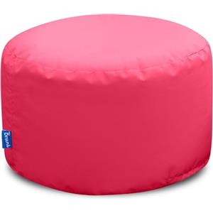 Bruni Pouf Rotondo L Rosa - Pouf poggiapiedi per interni ed esterni, Sgabello a sacco con imbottitura in perle EPS, Cuscino rotondo da Yoga e meditazione, Fodera lavabile