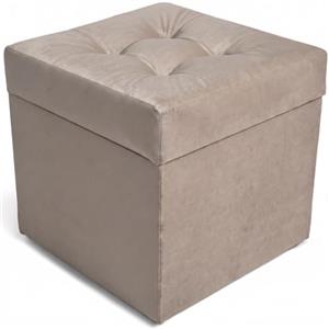 Velora Home&Living VELORA H&L Pouf Contenitore 45 x 45 cm Tortora - Pouf in Velluto con Seduta Imbottita, Struttura Solida, Portata fino a 150 kg, Sgabello Poggiapiedi per Soggiorno Camera e Ingresso