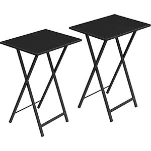 HOOBRO Tavolino, Tavolini per Spuntini, Set di 2 Pieghevoli Tavolo, Accanto al Divano, Stile Industriale, per Spazio Stretto, Struttura Stabile, Montaggio Facile, Nero EUBK25BZ01