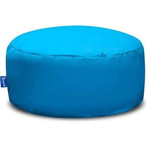 Bruni Pouf Rotondo M Blu - Pouf poggiapiedi per interni ed esterni, Sgabello a sacco con imbottitura in perle EPS, Cuscino rotondo da Yoga e meditazione, Fodera lavabile