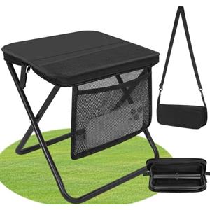 HUIZHOU Sgabello Pieghevole da Campeggio con Borsa da Trasporto, Sedia Portatile Compatta, Robusta e Stabile per la Pesca, Escursionismo, Picnic e Spiaggia (Nero)
