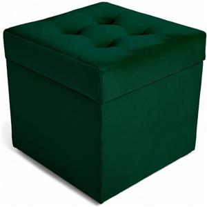 Velora Home&Living VELORA H&L Pouf Contenitore 45 x 45 cm Verde scuro - Pouf in Velluto con Seduta Imbottita, Struttura Solida, Portata fino a 150 kg, Sgabello Poggiapiedi per Soggiorno Camera e Ingresso
