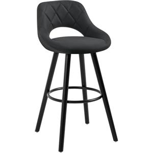 WOLTU Sgabello Cucina, Tessuto Tecnico, Legno, Antracite | Sgabello da Bar, Sgabelli Alti 69cm, con Poggiapiedi e Schienale, Sedile Atla per Colazione, Isola Cucina
