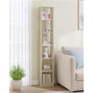 Hzuaneri Libreria a 6 Ripiani, 24 x 30 x 183 cm, Rovere | Scaffale Libreria, Per Soggiorno Studio Ufficio Camera da Letto, BC09616X