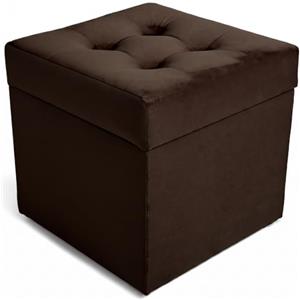 Velora Home&Living VELORA H&L Pouf Contenitore 45 x 45 cm Marrone scuro - Pouf in Velluto con Seduta Imbottita, Struttura Solida, Portata fino a 150 kg, Sgabello Poggiapiedi per Soggiorno Camera e Ingresso