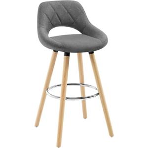 WOLTU Sgabello Cucina, con Schienale, Lino, Legno, Grigio Scuro | Sgabello da Bar, Sgabelli Alti con Poggiapiedi, Sedile Atla 69cm, per Colazione, Isola Cucina
