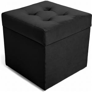 Velora Home&Living VELORA H&L Pouf Contenitore 45 x 45 cm Antracite - Pouf in Velluto con Seduta Imbottita, Struttura Solida, Portata fino a 150 kg, Sgabello Poggiapiedi per Soggiorno Camera e Ingresso