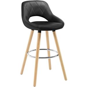 WOLTU Sgabello Cucina, con Schienale, Pelle Sintetica, Legno, Nero | Sgabello da Bar, Sgabelli Alti con Poggiapiedi, Sedile Atla 69cm, per Colazione, Isola Cucina