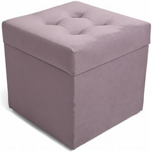 Velora Home&Living VELORA H&L Pouf Contenitore 45 x 45 cm Lilla - Pouf in Velluto con Seduta Imbottita, Struttura Solida, Portata fino a 150 kg, Sgabello Poggiapiedi per Soggiorno Camera e Ingresso