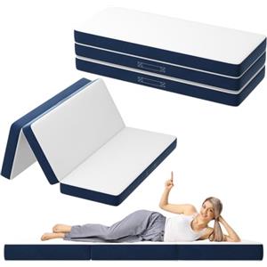 DEWINNER Materasso pieghevole triplo, 120 x 195 x 15 cm | Schiuma spessa 15 cm, fodera rimovibile lavabile in lavatrice, maniglia integrata, versatile per ospiti e viaggi