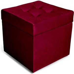 Velora Home&Living VELORA H&L Pouf Contenitore 45 x 45 cm Bordeaux - Pouf in Velluto con Seduta Imbottita, Struttura Solida, Portata fino a 150 kg, Sgabello Poggiapiedi per Soggiorno Camera e Ingresso