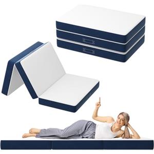 DEWINNER Materasso pieghevole triplo, 90 x 200 x 15 cm | Schiuma spessa 15 cm, fodera rimovibile lavabile in lavatrice, maniglia integrata, versatile per ospiti e viaggi