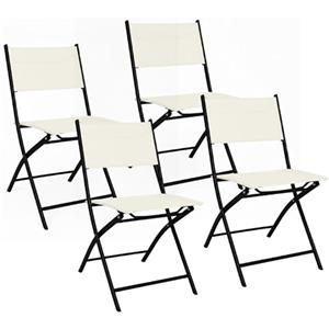 Baroni Home Set 4 Sedie da Esterno Pieghevoli, Seduta da Giardino Richiudibili con Tessuto Impermeabile e Traspirante, Sedie Salvaspazio per Balcone, Terrazzo e Campeggio, 45x45x80 cm (Beige)