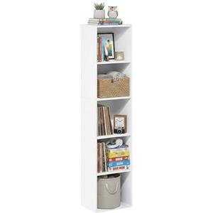 Baroni Home Libreria a Cubi Componibile, Scaffale Modulare Bianco a 5 Ripiani Multiuso per Soggiorno, Camera e Ingresso, Design Moderno, Montaggio Semplice, 24x31x132cm
