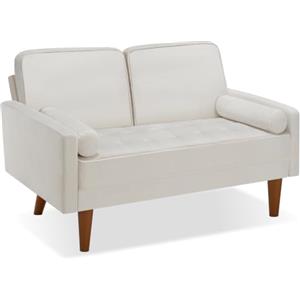 tectake® Divano a 2 Posti, 135x76x85 cm, Imbottitura Seduta con Molle 15 cm | Rivestimento in Velluto Morbido, Cuscini Schienale Morbidi, Rivestimenti Sfoderabili e Lavabili, Braccioli, Velluto Crema