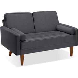 tectake® Divano a 2 Posti, 135x76x85 cm, Imbottitura Seduta con Molle 15 cm | Rivestimento in Velluto Morbido, Cuscini Schienale Morbidi, Rivestimenti Sfoderabili e Lavabili, Braccioli, Velluto Grigio