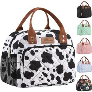 HOMESPON Borsa termica per il pranzo, per donne e uomini, lavoro, adulti, borsa termica per il pranzo, contenitore per il pranzo da donna (stampa mucca)