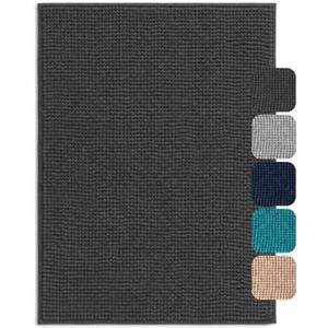 Twinzen Tappeto Bagno Antiscivolo 40 x 60 cm Grigio Scuro, Ciniglia | Ciniglia ultra morbida · Antiscivolo · Certificato OEKO-TEX · Uso versatile · Lavabile a 30°C