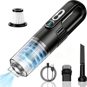 bokilino Aspirapolvere Auto, 25000 Pa Aspirabriciole Senza Fili Potente | Mini aspirapolvere, Aspirapolvere portatile ricaricabile con filtro HEPA pulibile per auto, casa, ufficio e animali domestici
