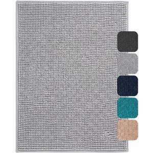Twinzen Tappeto Bagno Antiscivolo 40 x 60 cm Grigio Chiaro, Ciniglia | Ciniglia ultra morbida · Antiscivolo · Certificato OEKO-TEX · Uso versatile · Lavabile a 30°C