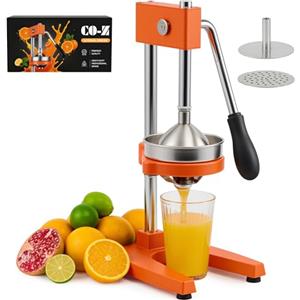 CO-Z Spremiagrumi Manuale Professionale Spremiagrumi a Leva Acciaio con 12,8 cm Filtro Spremi per Melograno Arancia Pom Lime e Limone, Spremiagrumi Lavabile in Lavastoviglie, Arancia