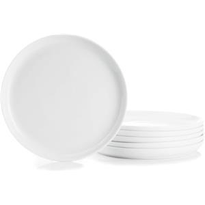 WishDeco Set di 6 Piatti Dessert, Servizio Piatti Moderni 20,5cm | Piattini per Dolci Bianchi, Piattini Piani per Insalata, Torta, Pasta
