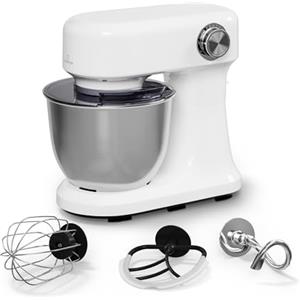 Klarstein Bella Evo Robot da Cucina 1500W - 5L Acciaio Inox, 12 Velocità, Planetaria, Pulse, Gancio Impasto & Frusta, Paraspruzzi - Robot da Cucina Multifunzione, Bianco
