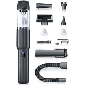 SANEWE Aspirapolvere Auto Portatile, 20kPa Aspirabriciole Senza Fili Potente | 4 in 1 Mini Aspirapolvere con Motore Brushless, Luce LED e Soffiatore, Ricarica USB-C per Auto, Divano, PC, Casa e Ufficio