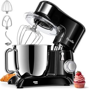 Facelle Impastatrice Planetaria 1300W Ciotola in Acciaio Inox da 6,5 L, 10 Velocità | Testa basculante con blocco di sicurezza, Robot Da Cucina Multifunzione, Pane, Pizza e Dolci