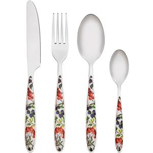 Baroni Home Set 24 pz Posate da Tavola in Acciaio Inox, Posate con Manico in Resina Fantasia Bacche per 6 Persone, Lavabili in Lavastoviglie, Forchetta, Coltello, Cucchiaio, Cucchiaino da The o Dolce