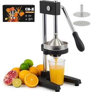 CO-Z Spremiagrumi Manuale Professionale Spremiagrumi a Leva Acciaio con 12,8 cm Filtro Spremi per Melograno Arancia Pom Lime e Limone, Spremiagrumi Lavabile in Lavastoviglie, Nero