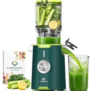 LINKChef Pulizia Veloce Estrattore Automatico, 115mm Senza Preparazione Estrattore di Frutta e Verdura Intera, LINKchef Estrattore di Succo, Facile da Pulire, 1.2L 200w Più Verde