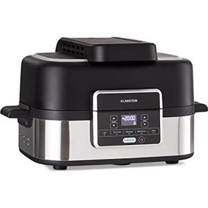 Klarstein Friggitrice ad Aria 2 in 1, Air Fryer 1500W, Friggitrice ad Aria Calda Digitale, Airfryer Elettrica 5 Programmi, Timer, Facile Utilizzo, con Cestello, Piastra, 5 Litri