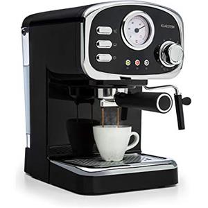 KLARSTEIN Espressionata Gusto - Macchina Caffè Espresso, Macchinetta per cappuccino, Serbatoio: 1L, 1100W, indicatore di Temperatura, Tecnologia Easy Brewing, Nero