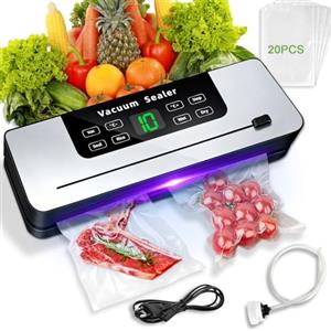 Dictien Macchina Sottovuoto Alimenti Automatica per Secchi che Umidi alimenti | Macchina Sottovuoto Professionale con taglierina integrata, Vacuum Sealer con Tubo Sottovuoto et 20 Sachetti Sottovuoto