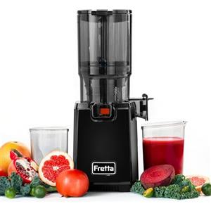 Fretta Estrattore di succo a masticazione lenta, 250 W, bocca da 135 mm | Tecnologia a freddo, preserva nutrienti, gestisce frutta/verdura intera, alta resa, facile pulizia, inversione auto