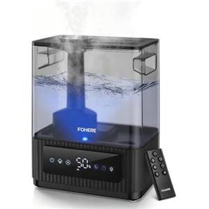 FOHERE 6L Umidificatore Silenzioso a Nebbia Fredda per la Casa, Autonomia 60H, Riempimento Dall'alto, Umidificatore ad Ultrasuoni per Camera da Letto, Bebè e Salotto, Timer 12H, Diffusore di Aromi
