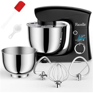 Facelle Impastatrice Planetaria Offerta 1500W, Facelle 5,5L & 4,5L Robot da Cucina | Multifunzione 10+P Impastatrice a Spirale Professionale con Gancio per Impastare, Frusta Piatta, Frusta, Bassa Rumorosità