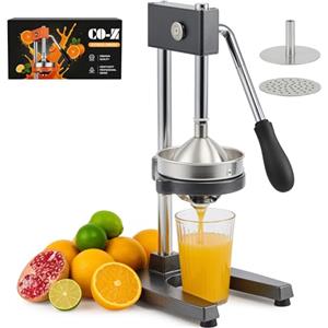 CO-Z Spremiagrumi Manuale Professionale Spremiagrumi a Leva Acciaio con 12,8 cm Filtro Spremi per Melograno Arancia Pom Lime e Limone, Spremiagrumi Lavabile in Lavastoviglie, Grigio