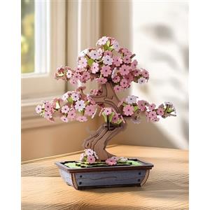 Rolife Puzzle 3D Sakura e Pino Sempreverde Kit di Modelli Puzzle in Legno per Adulti da Costruire Decorazione per la Casa Regali Creativi per Adulti e Bambini (Bonsai di Sakura)