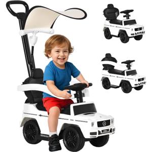 HOMCOM Macchina a Spinta per Bambini 12-36 Mesi Mercedes-Benz G350 Bianco | Giocattolo Macchina Cavalcabile, Tettuccio, Maniglia di Spinta, 85.5x40.5x95 cm