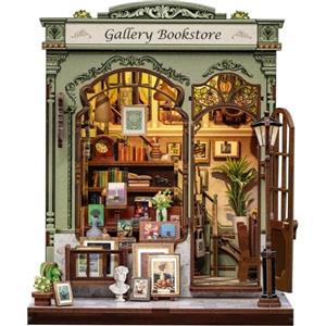 Cutefun Book Nook Kit - Case delle bambole con Luci LED - Modellino Casa in Miniatura 3D in Legno, Decorazione Creativa per Libreria - Regalo per Adulti e Ragazzi (Gellery Bookstore)