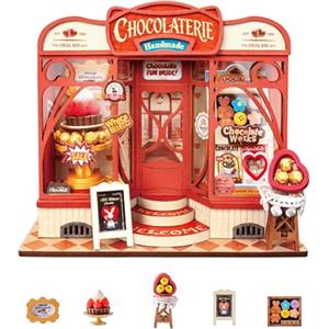 Rolife Miniature Casa Sweet Chocolate Shop, 98 pezzi Kit Casa in Miniatura DIY, Modellismo da Costruire Adulti Casa delle Bambole in Legno Puzzle 3D Nessun collante necessario