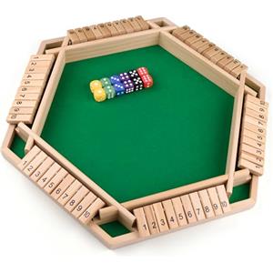 Havnidy Shut The Box - Gioco da tavolo in legno per 6 giocatori, giochi classici dadi, gioco da viaggio, gioco tradizionale matematica in legno per pub, fantastici giochi da tavolo per tutto