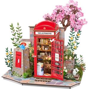 Rolife Puzzle 3D in Legno Cabina Telefonica Rossa di Londra Blossom Chiosco di Libri Modellino Fai da Te per Adulti con Luci LED Decorazione per la Casa Idea Regalo Creativa per Viaggiatori