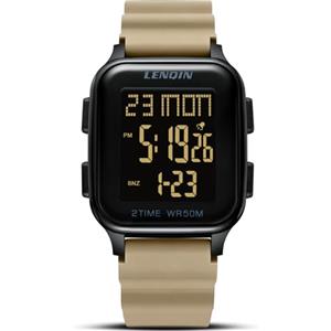 LN LENQIN Orologio Uomo Digitale Sportivo Impermeabile | Cinturino gomma 245 mm, cassa resina 40 mm, spessore 12 mm, LED, cronometro, allarme, 5 ATM, 12/24 ore