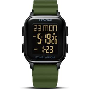 LN LENQIN Orologio Uomo Digitale Sportivo Impermeabile | Cinturino gomma 245 mm, cassa resina 40 mm, spessore 12 mm, LED, cronometro, allarme, 5 ATM, 12/24 ore