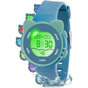 DTKID Orologio Digitale Bambino LED a 7 Colori, Orologio Bambino con Sveglia, Timer, Datario, Impermeabile Orologi per Bambini Sportivo da Esterno, per Ragazzi Ragazze e Adolescenti